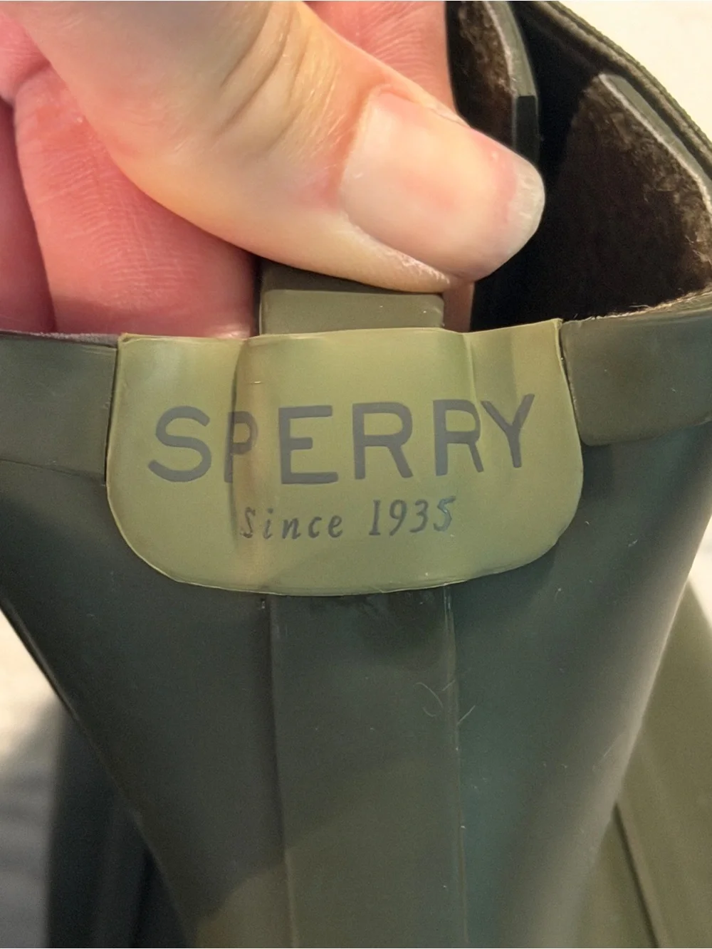 Sperry Olive Green Waterproof Chelsea Duck Boots